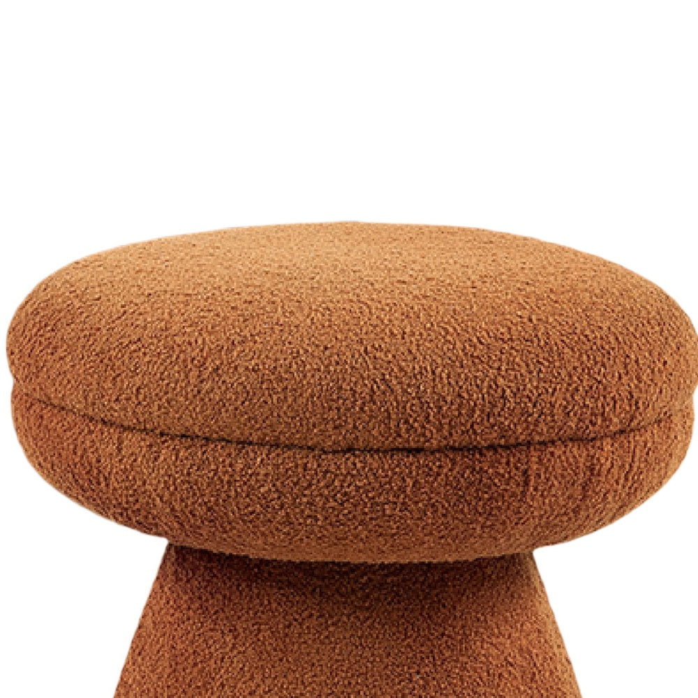 Xyna Mushroom-shaped Ottoman Stool, Pedestal Base, Saddle Brown Fabric-BM353208