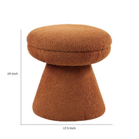 Xyna Mushroom-shaped Ottoman Stool, Pedestal Base, Saddle Brown Fabric-BM353208