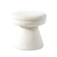 Xyna Mushroom-shaped Ottoman Stool with Pedestal Base, Beige Fabric-BM353209