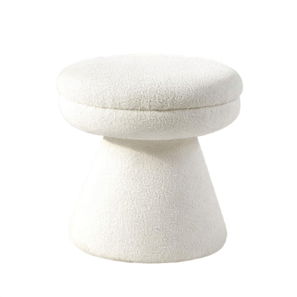 Xyna Mushroom-shaped Ottoman Stool with Pedestal Base, Beige Fabric