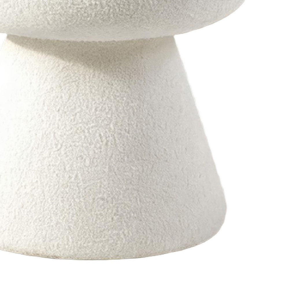 Xyna Mushroom-shaped Ottoman Stool with Pedestal Base, Beige Fabric
