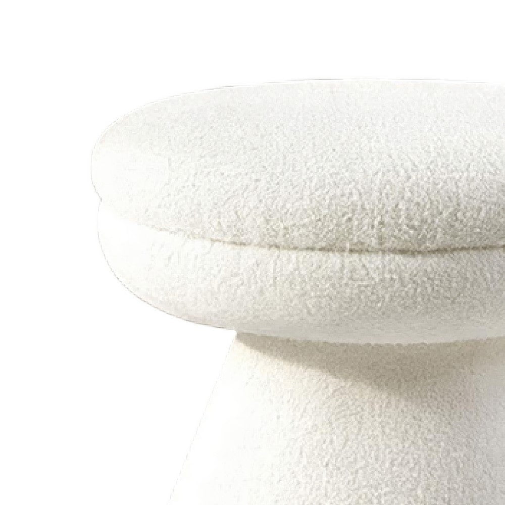 Xyna Mushroom-shaped Ottoman Stool with Pedestal Base, Beige Fabric