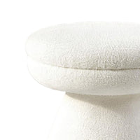 Xyna Mushroom-shaped Ottoman Stool with Pedestal Base, Beige Fabric