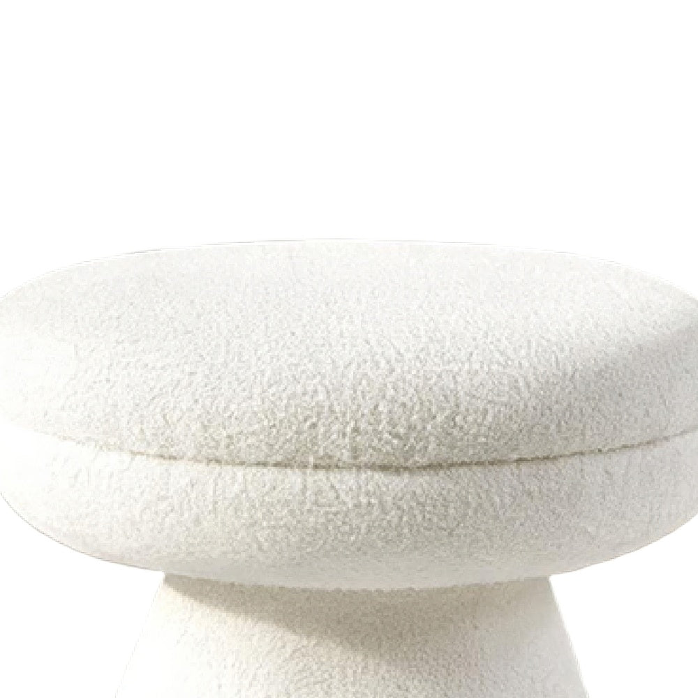 Xyna Mushroom-shaped Ottoman Stool with Pedestal Base, Beige Fabric-BM353209
