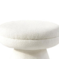 Xyna Mushroom-shaped Ottoman Stool with Pedestal Base, Beige Fabric-BM353209