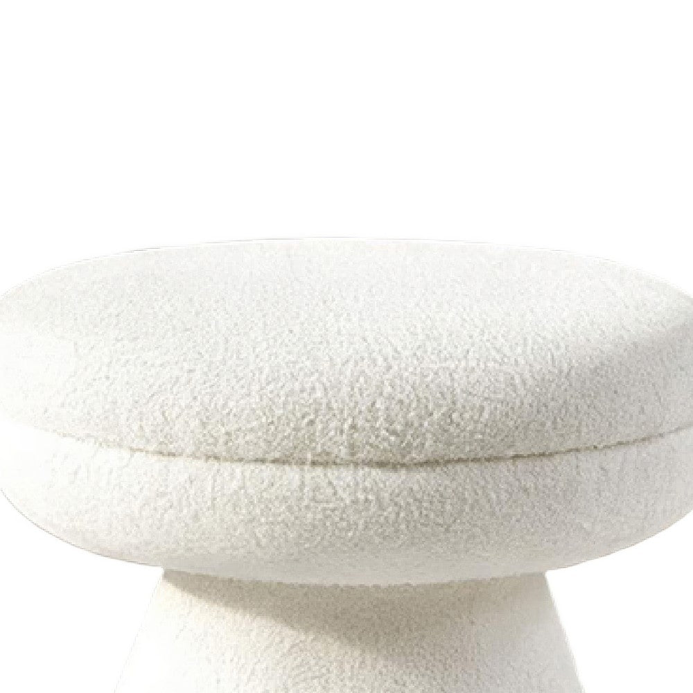 Xyna Mushroom-shaped Ottoman Stool with Pedestal Base, Beige Fabric