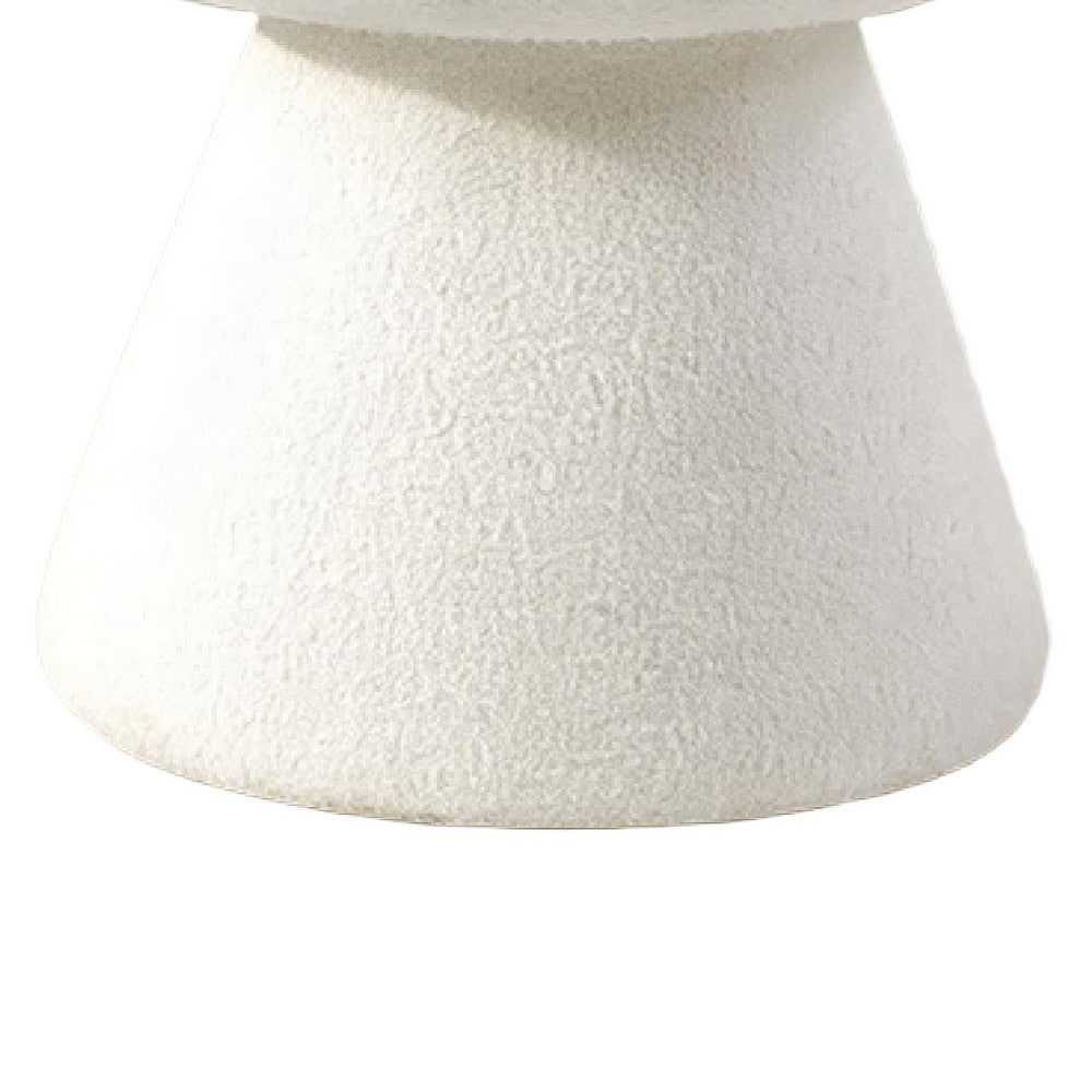 Xyna Mushroom-shaped Ottoman Stool with Pedestal Base, Beige Fabric