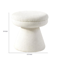 Xyna Mushroom-shaped Ottoman Stool with Pedestal Base, Beige Fabric