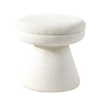 Xyna Mushroom-shaped Ottoman Stool with Pedestal Base, Beige Fabric