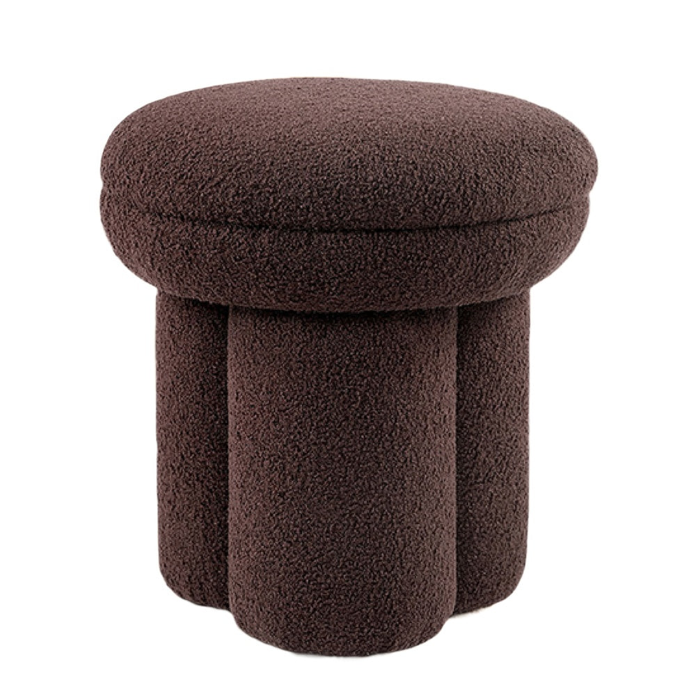 Ian Ottoman Stool, Mushroom-like Design, Pedestal Base, Brown Fabric-BM353210