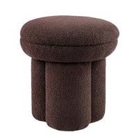 Ian Ottoman Stool, Mushroom-like Design, Pedestal Base, Brown Fabric-BM353210