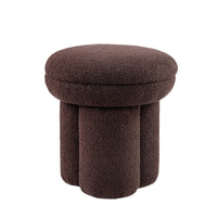 Ian Ottoman Stool, Mushroom-like Design, Pedestal Base, Brown Fabric-BM353210
