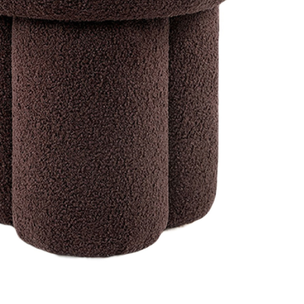 Ian Ottoman Stool, Mushroom-like Design, Pedestal Base, Brown Fabric-BM353210