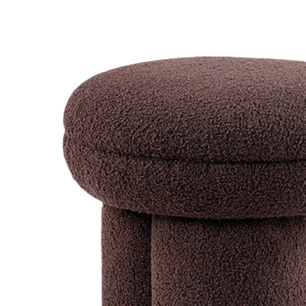 Ian Ottoman Stool, Mushroom-like Design, Pedestal Base, Brown Fabric-BM353210