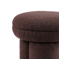 Ian Ottoman Stool, Mushroom-like Design, Pedestal Base, Brown Fabric-BM353210