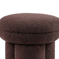 Ian Ottoman Stool, Mushroom-like Design, Pedestal Base, Brown Fabric-BM353210