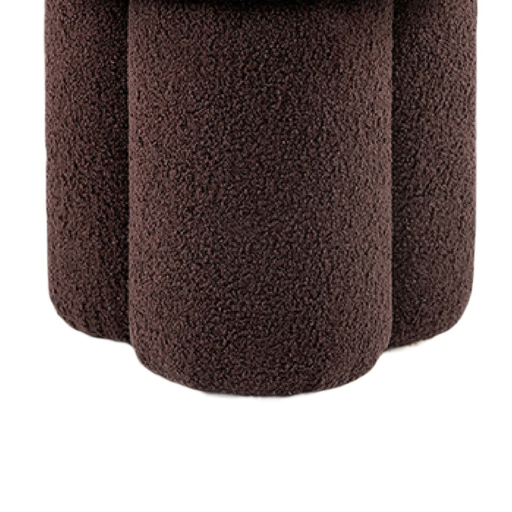 Ian Ottoman Stool, Mushroom-like Design, Pedestal Base, Brown Fabric-BM353210