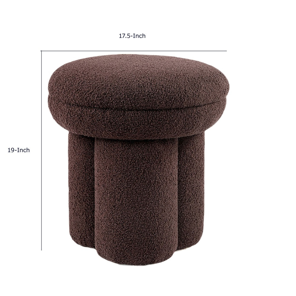 Ian Ottoman Stool, Mushroom-like Design, Pedestal Base, Brown Fabric-BM353210