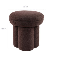 Ian Ottoman Stool, Mushroom-like Design, Pedestal Base, Brown Fabric-BM353210