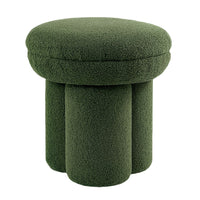Ian Ottoman Stool, Mushroom-like Design, Pedestal Base, Green Fabric-BM353211