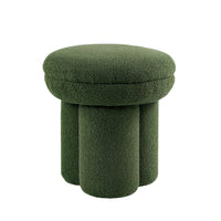 Ian Ottoman Stool, Mushroom-like Design, Pedestal Base, Green Fabric-BM353211