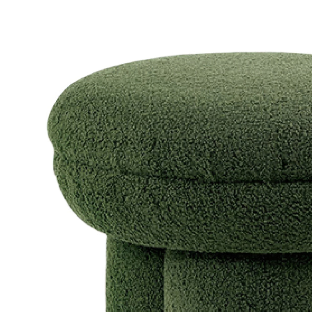 Ian Ottoman Stool, Mushroom-like Design, Pedestal Base, Green Fabric-BM353211