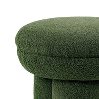 Ian Ottoman Stool, Mushroom-like Design, Pedestal Base, Green Fabric-BM353211