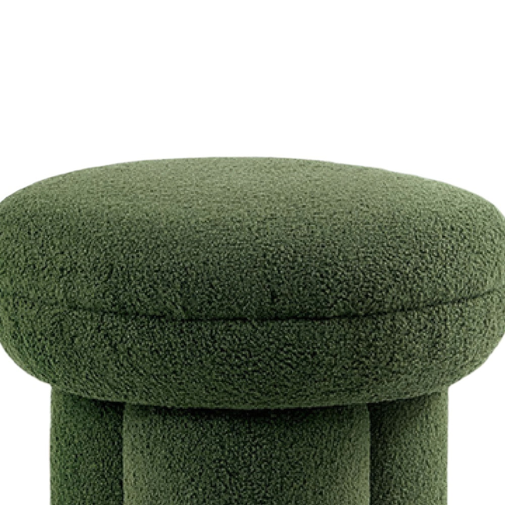 Ian Ottoman Stool, Mushroom-like Design, Pedestal Base, Green Fabric-BM353211