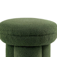 Ian Ottoman Stool, Mushroom-like Design, Pedestal Base, Green Fabric-BM353211