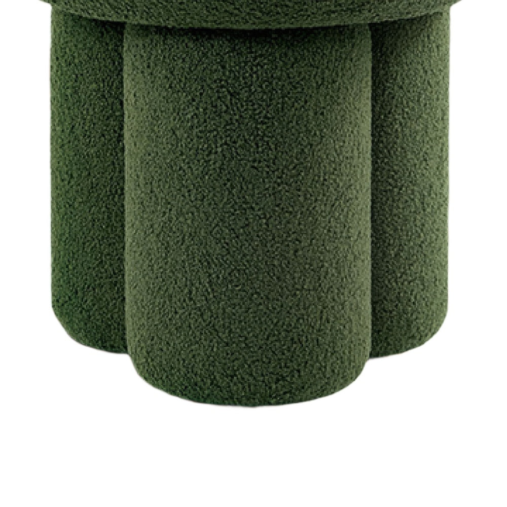 Ian Ottoman Stool, Mushroom-like Design, Pedestal Base, Green Fabric-BM353211