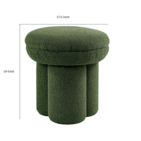 Ian Ottoman Stool, Mushroom-like Design, Pedestal Base, Green Fabric-BM353211