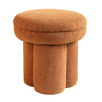 Ian Ottoman Stool, Mushroom-like Design, Pedestal Base, Brown Fabric-BM353212