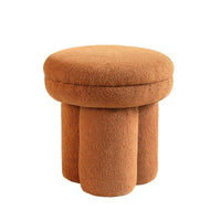 Ian Ottoman Stool, Mushroom-like Design, Pedestal Base, Brown Fabric-BM353212
