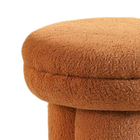 Ian Ottoman Stool, Mushroom-like Design, Pedestal Base, Brown Fabric-BM353212