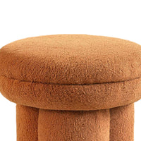 Ian Ottoman Stool, Mushroom-like Design, Pedestal Base, Brown Fabric-BM353212