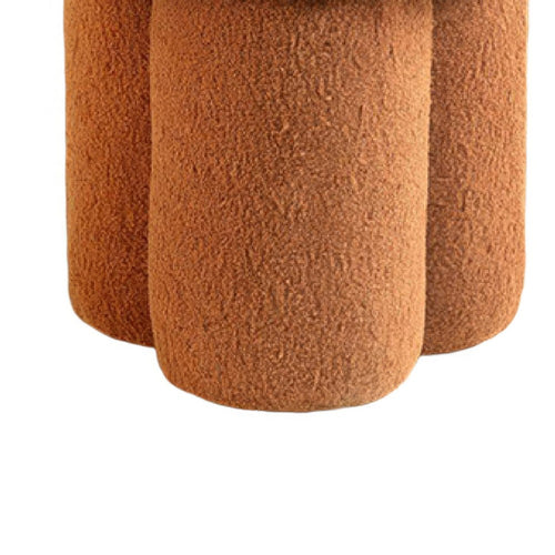 Ian Ottoman Stool, Mushroom-like Design, Pedestal Base, Brown Fabric