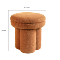 Ian Ottoman Stool, Mushroom-like Design, Pedestal Base, Brown Fabric-BM353212