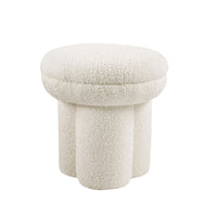 Ian Ottoman Stool, Mushroom-like Design, Pedestal Base, Beige Fabric-BM353213
