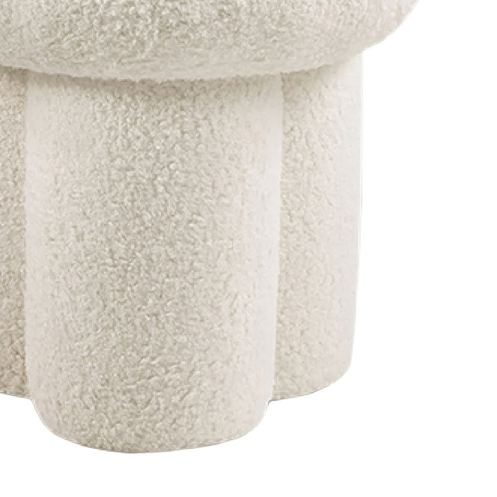 Ian Ottoman Stool, Mushroom-like Design, Pedestal Base, Beige Fabric-BM353213