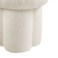 Ian Ottoman Stool, Mushroom-like Design, Pedestal Base, Beige Fabric-BM353213