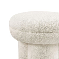 Ian Ottoman Stool, Mushroom-like Design, Pedestal Base, Beige Fabric-BM353213