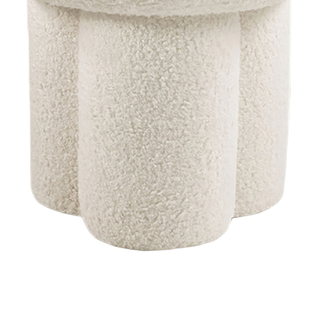 Ian Ottoman Stool, Mushroom-like Design, Pedestal Base, Beige Fabric-BM353213