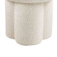 Ian Ottoman Stool, Mushroom-like Design, Pedestal Base, Beige Fabric-BM353213