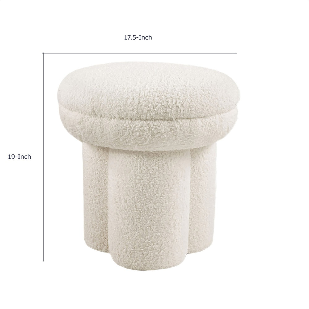 Ian Ottoman Stool, Mushroom-like Design, Pedestal Base, Beige Fabric-BM353213