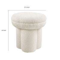 Ian Ottoman Stool, Mushroom-like Design, Pedestal Base, Beige Fabric-BM353213
