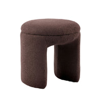 Janie Rounded Ottoman Stool with Open Frame Base, Brown Fabric-BM353214