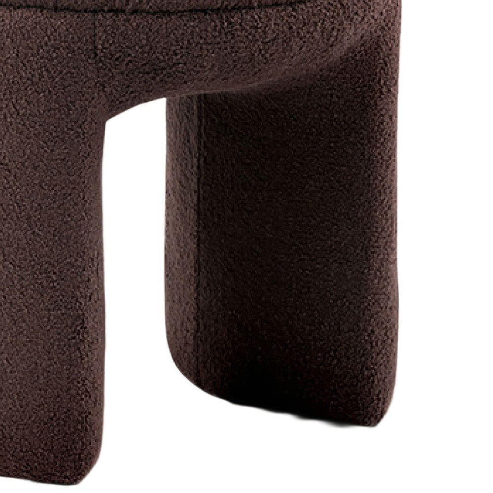 Janie Rounded Ottoman Stool with Open Frame Base, Brown Fabric-BM353214