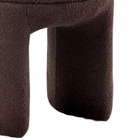 Janie Rounded Ottoman Stool with Open Frame Base, Brown Fabric-BM353214