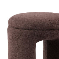 Janie Rounded Ottoman Stool with Open Frame Base, Brown Fabric-BM353214