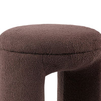 Janie Rounded Ottoman Stool with Open Frame Base, Brown Fabric-BM353214